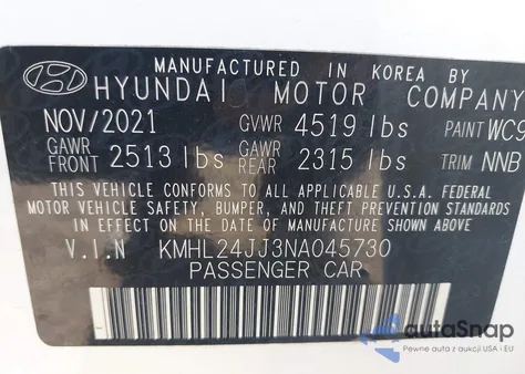 2022 Hyundai Sonata Hybrid Blue z USA, uszkodzony, nr VIN KMHL24JJ3NA045730